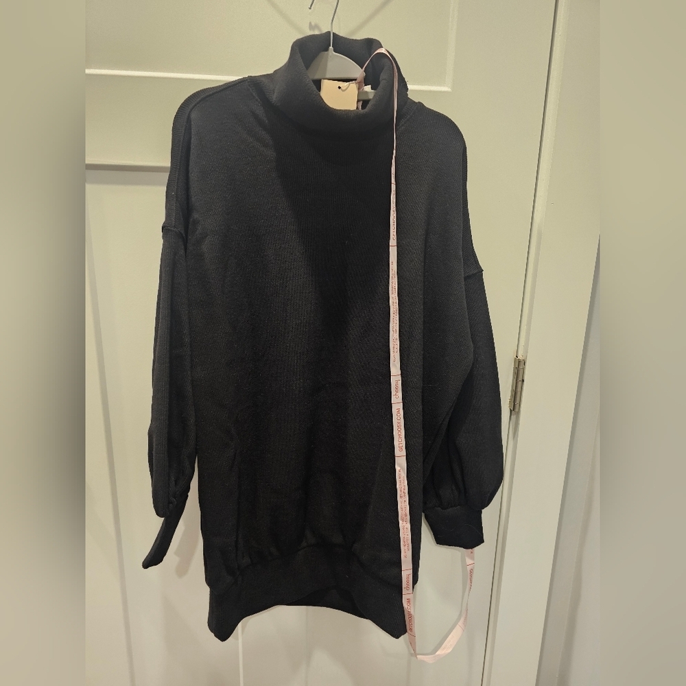 Choosy Oversized Boyfriend Sweater Black Ribbed Turtleneck Pullover NWT XS